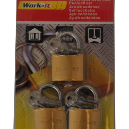 Work-it 3 stuks hangslot met gelijke sleutel - 40 mm - gelijksluitend